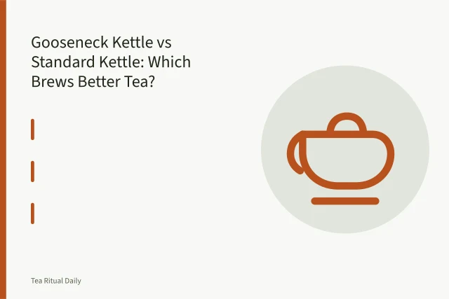 Gooseneck kettle pouring a thin stream of water over loose leaf tea. Gooseneck Kettle vs Standard Kettle: Which Brews Better Tea?