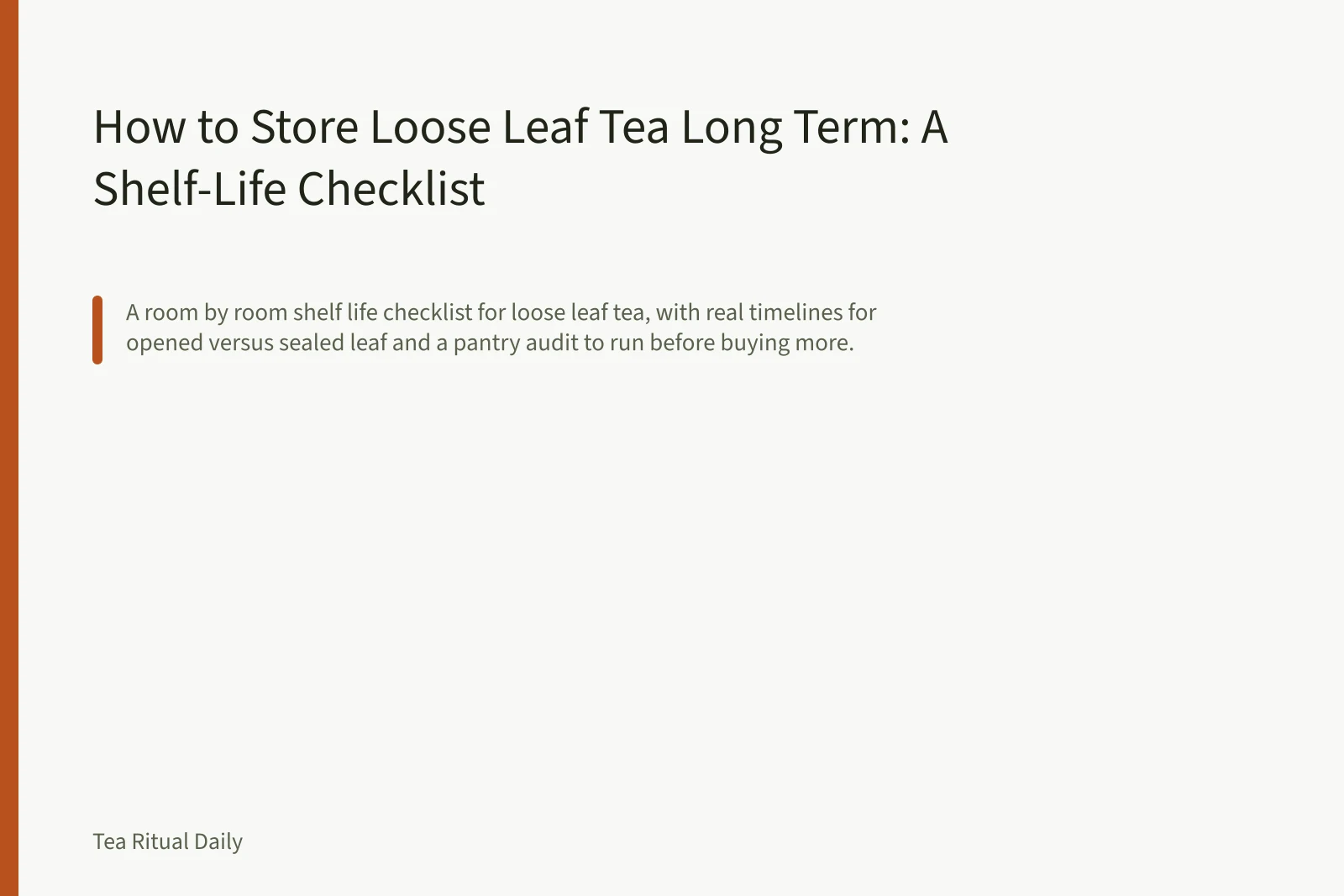 Open double lid tea tin with gasket and loose leaf tea being checked. How to Store Loose Leaf Tea Long Term: A Shelf-Life Checklist
