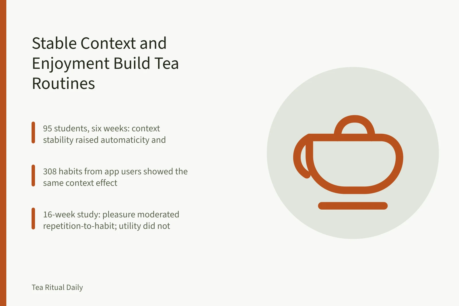 Tea routine card: stable time, place, and a tea you enjoy. Ritual, not invention: what real case-study research says about a tea habit
