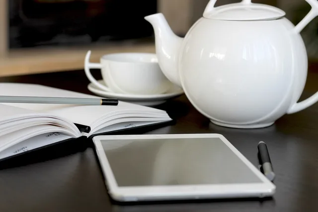 office, ipad, notepad, work, desk, tea pot, tea, tablet, ipad, ipad, ipad, ipad, ipad, tea pot, tea pot, tea, tablet, tablet. No tea ritual case studies: five fixed elements of a habit