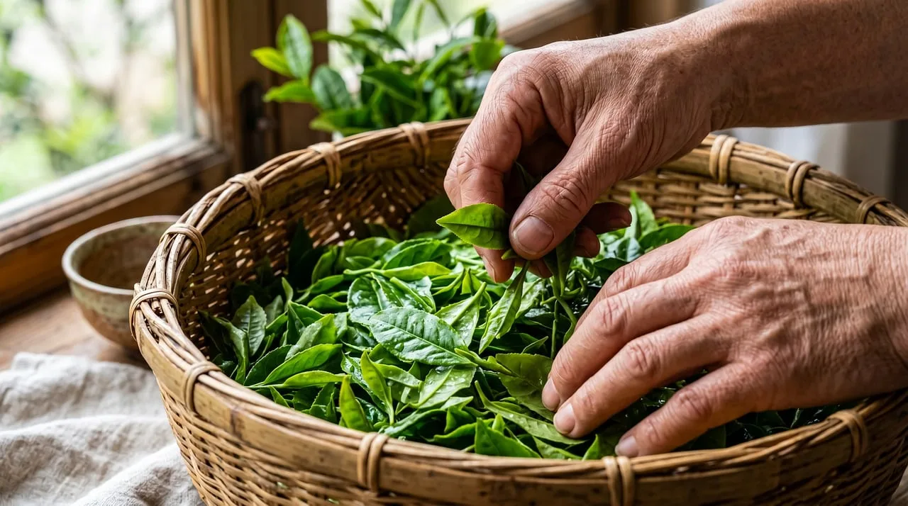 tea, green tea, leaves, basket, hands, harvest, agriculture, fresh, organic, herbal, raw material, close-up, worker, rustic, healthy, tea production, nature, aroma, natural, leaf. Specialty teas trends: 5 pointers for buyers